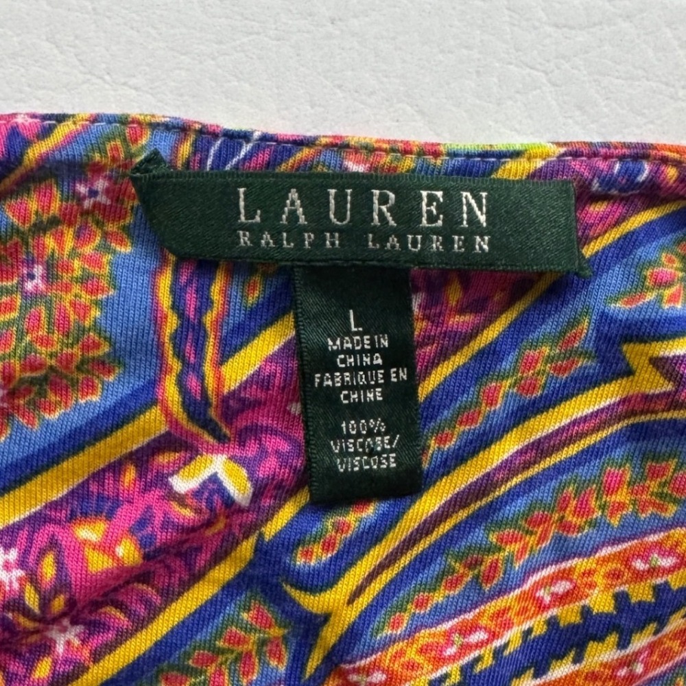 Lauren Ralph Lauren Women Multicolor Paisley Viscose Midi Dress Sze L Sleeveless - Picture 3 of 16
